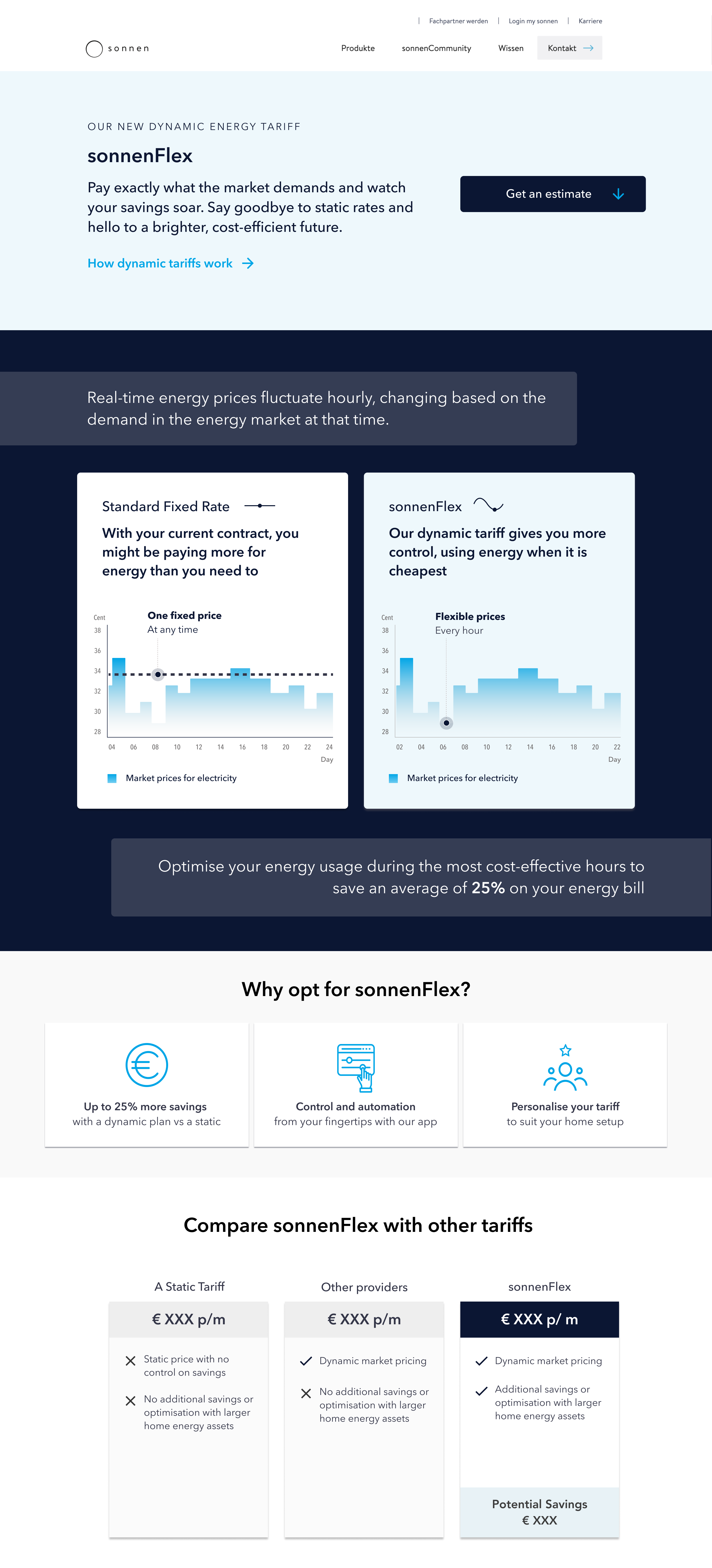 Marketing page UI